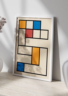 An unframed print of bauhaus grid 1 retro in multicolour and black accent colour