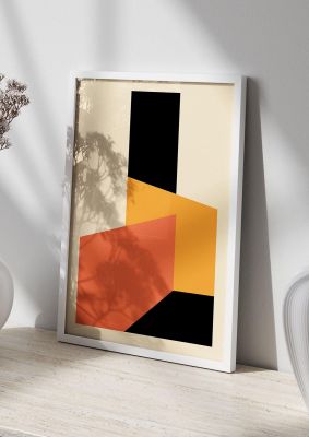 An unframed print of bauhaus textured nine retro in orange and black accent colour