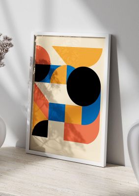 An unframed print of bauhaus seven retro in multicolour and black accent colour