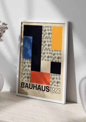 An unframed print of bauhaus six retro in multicolour and black accent colour