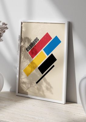 An unframed print of bauhaus four retro in multicolour and beige accent colour