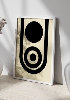 An unframed print of abstract line circle black graphical in beige and black accent colour
