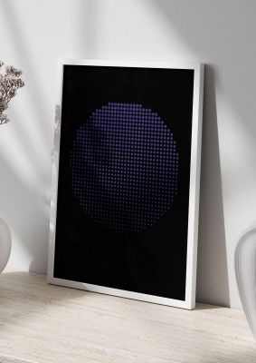 An unframed print of abstract blue circle illusion graphical in blue and black accent colour