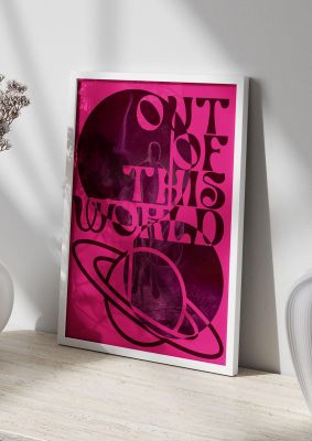 An unframed print of out of this world lofi pink graphical in typography in pink and black accent colour