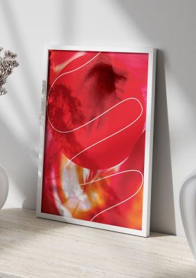 An unframed print of abstract red line graphical in red and white accent colour