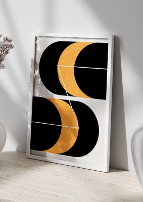 An unframed print of abstract black orange graphical in black and yellow accent colour