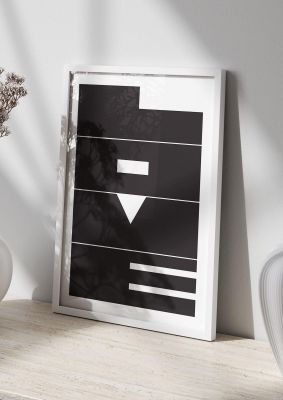 An unframed print of love abstract black graphical in typography in black and white accent colour