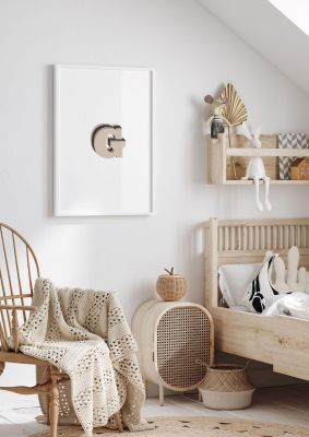 An unframed print of alphabet mix match g kids wall art in typography in beige and white accent colour
