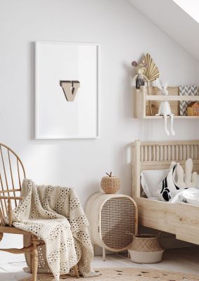 An unframed print of alphabet mix match v kids wall art in typography in beige and white accent colour