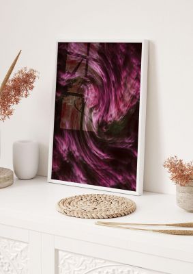 An unframed print of pink light swirl pattern pattern abstract in pink and black accent colour