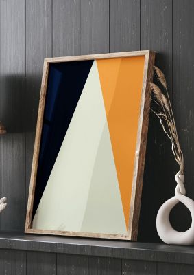 An unframed print of abstract shape mustard one graphical in beige and orange accent colour