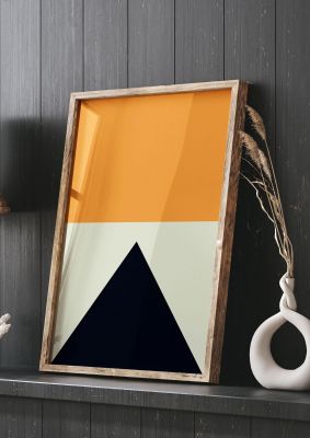 An unframed print of abstract shape mustard four graphical in orange and black accent colour