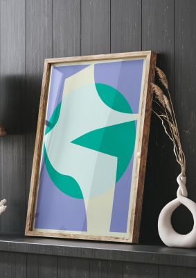 An unframed print of soft tone abstract lilac one graphical in green and purple accent colour
