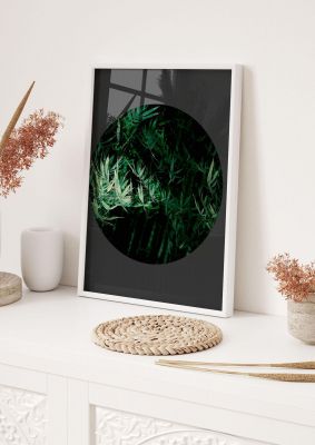 An unframed print of black back green plant disc series eight nature photograph in green and black accent colour