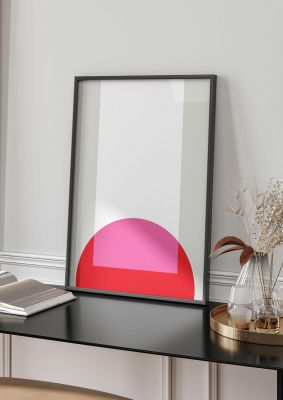 An unframed print of abstract rgb shape two graphical in white and pink accent colour