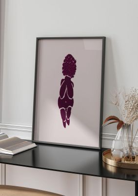 An unframed print of abstract painted figure graphical in pink and black accent colour