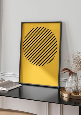 An unframed print of bee stripe one graphical abstract in yellow and black accent colour