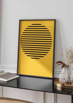 An unframed print of bee stripe two graphical abstract in yellow and black accent colour