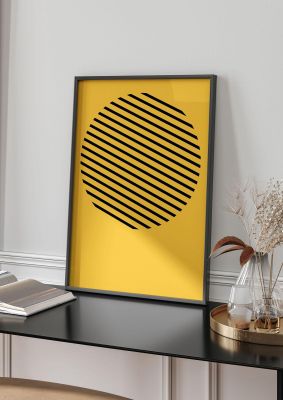 An unframed print of bee stripe three graphical abstract in yellow