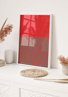 An unframed print of red pattern pattern abstract in red