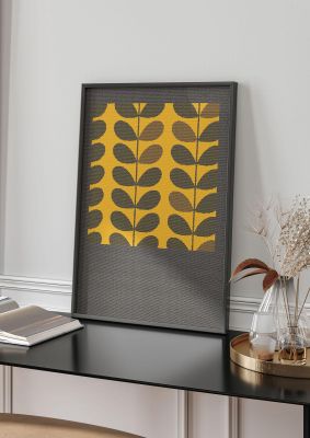 An unframed print of hive pattern retro pattern abstract in orange and grey accent colour