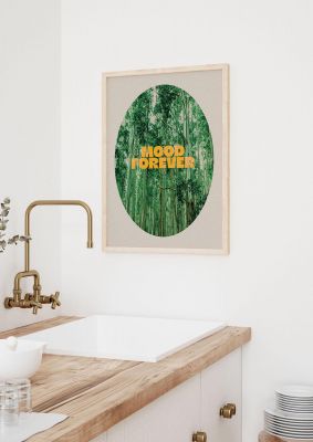 An unframed print of mood forever quote jungle botanical in typography in green and yellow accent colour