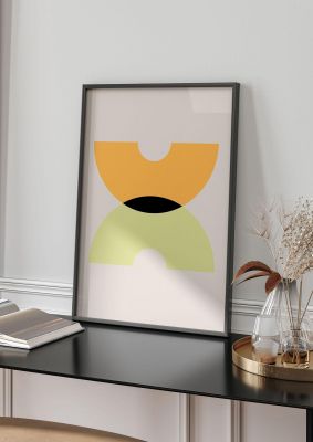 An unframed print of graphic arch yellow one graphical illustration in beige and yellow accent colour