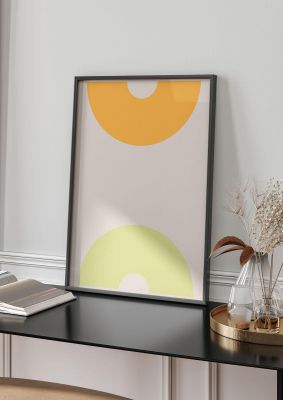 An unframed print of graphic arch yellow two graphical illustration in beige and yellow accent colour