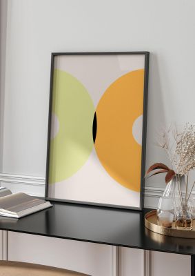 An unframed print of graphic arch yellow three graphical illustration in green and yellow accent colour