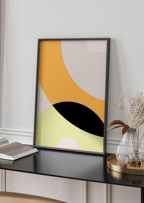 An unframed print of graphic arch yellow four graphical illustration in orange and yellow accent colour