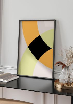An unframed print of graphic arch yellow five graphical illustration in green and yellow accent colour