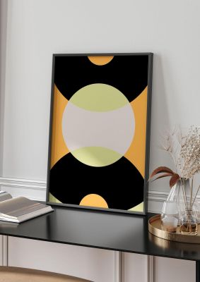 An unframed print of graphic arch yellow seven graphical illustration in black and yellow accent colour