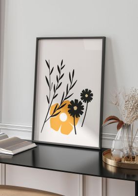 An unframed print of mustard flower series five botanical illustration in white and yellow accent colour