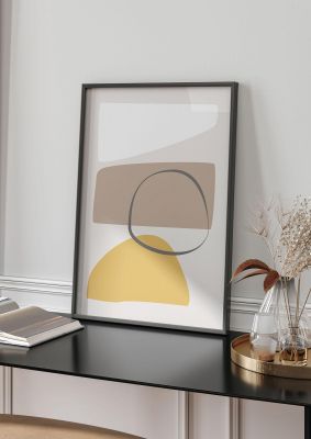 An unframed print of soft abstract pattern series two pattern in beige and yellow accent colour