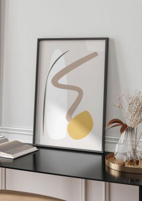 An unframed print of soft abstract pattern series three pattern in beige and yellow accent colour