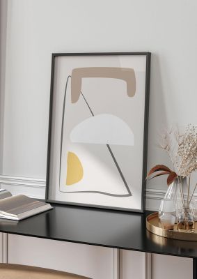 An unframed print of soft abstract pattern series four pattern in beige and black and white accent colour