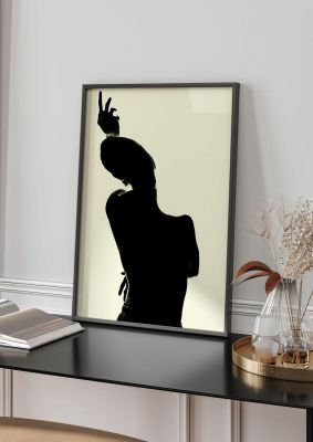 An unframed print of painted figure black ecru graphical illustration in black and beige accent colour
