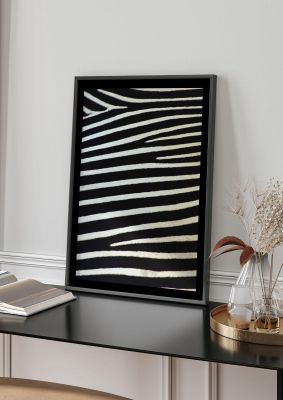 An unframed print of zebra pattern illustration in black and white