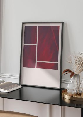 An unframed print of grid pink sunset graphical geometric in red and beige accent colour