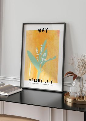 An unframed print of birth month flower series may botanical illustration in orange and green accent colour