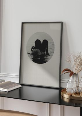 An unframed print of halftone kiss four graphical photograph in grey and black accent colour