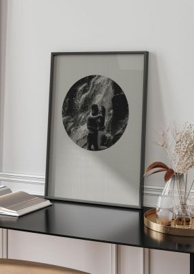 An unframed print of halftone kiss five graphical photograph in grey and black accent colour