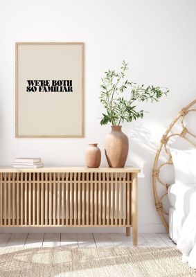 An unframed print of frank ocean lyric white ferrari so familiar graphical in typography in beige and black accent colour