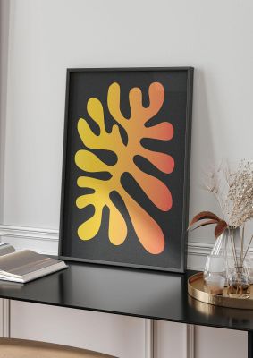 An unframed print of abstract orange coral one graphical in orange and black accent colour