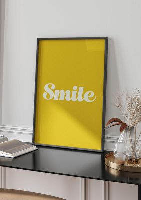 An unframed print of smile script graphical geometric in orange and white accent colour