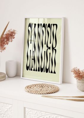 An unframed print of star sign cancer graphical illustration in green and black accent colour