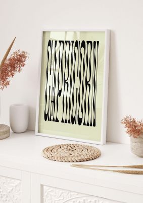 An unframed print of star sign capricorn graphical illustration in green and black accent colour