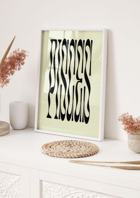 An unframed print of star sign pisces graphical illustration in green and black accent colour