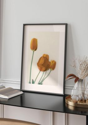 An unframed print of mosaic flower two botanical photograph in beige and yellow accent colour