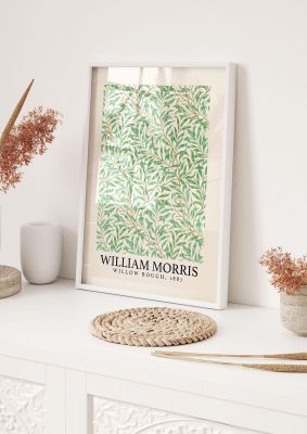 An unframed print of william morris willow bough 1887 a famous paintings illustration in green and beige accent colour